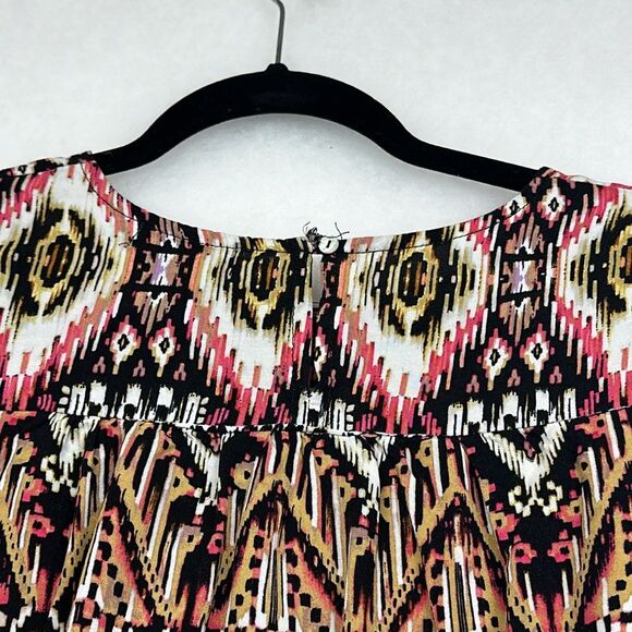 Figueroa Flower Anthropologie Peasant Top Blouse Shirt Crochet Geo Black Pink M - Picture 8 of 10